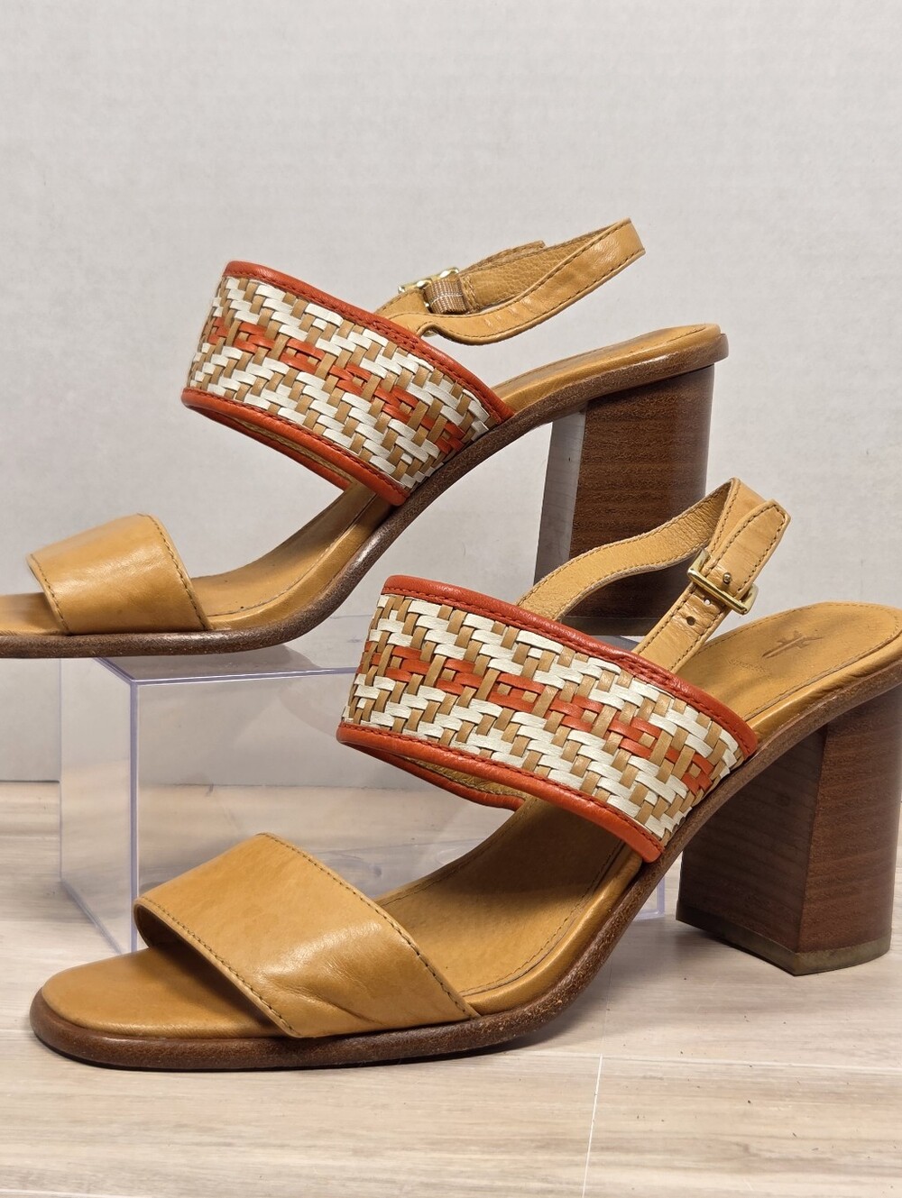 Frye Amy Woven Block Heel Sandals